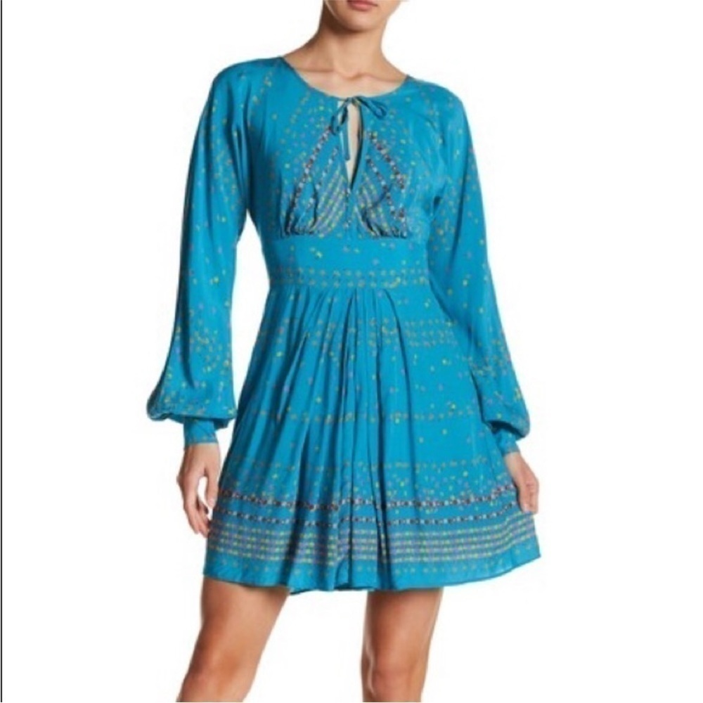 Free People Coryn Night Out Mini Dress in Green Combo